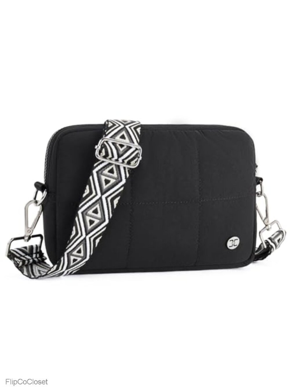 Nylon Quilted Crossbody Bag with Adjustable Guitar Strap